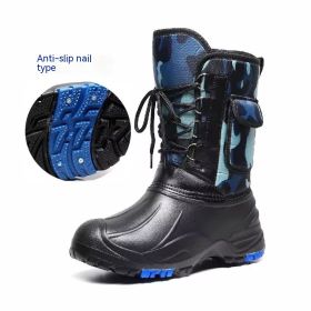 Fleece-lined Cotton-padded Warm Keeping Fishing Boots (Option: Blue-44)