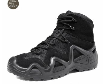 Mid-top High-top Military Fans Outdoor Training Hiking Shoes Military Fans Combat Boots (Option: Medium Black-42)