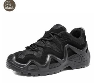 Mid-top High-top Military Fans Outdoor Training Hiking Shoes Military Fans Combat Boots (Option: Low Black-40)