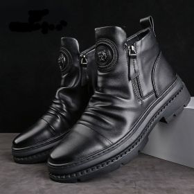 Men's Fashionable All-match High-top With Velvet Tactical Military Boots (Option: 8801 Black Thin Shoes-39)