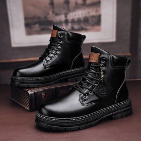 Men's Boots Plus Size Vintage Leather Worker Boot (Option: YZ209 Black-39)