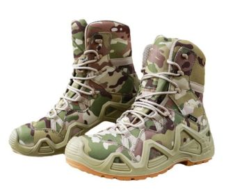 Mid-top High-top Military Fans Outdoor Training Hiking Shoes Military Fans Combat Boots (Option: High Camouflage-40)