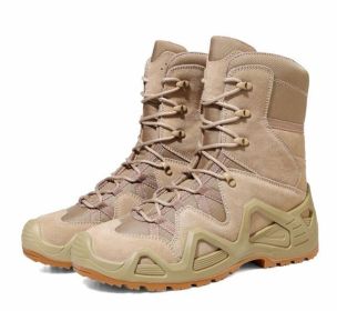 Mid-top High-top Military Fans Outdoor Training Hiking Shoes Military Fans Combat Boots (Option: High Khaki-40)