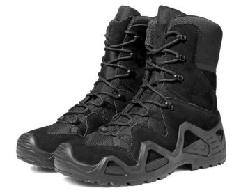 Mid-top High-top Military Fans Outdoor Training Hiking Shoes Military Fans Combat Boots (Option: High Black-41)