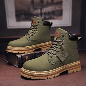 Men's Boots Plus Size Vintage Leather Worker Boot (Option: YZ209 Green-39)