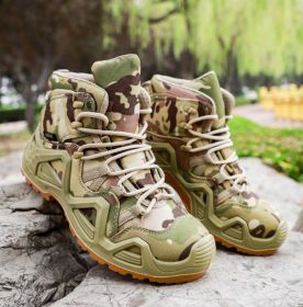 Mid-top High-top Military Fans Outdoor Training Hiking Shoes Military Fans Combat Boots (Option: Medium Camouflage-42)