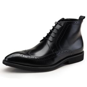 Carved Leather Boots British Style Trend (Option: Black-40)