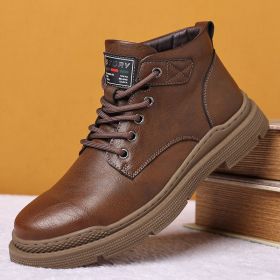 Tactical Martin Boots For Men, Comfortable And Versatile For Autumn And Winter (Option: Brown Thin Shoes Lining-39)