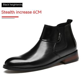 British Style Retro Chelsea Boots Men's Shoes (Option: Increasing Insole 6CM Black-39)