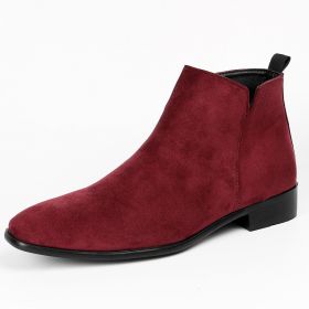 Fashion Men's Square Toe Ankle Boots (Option: Wine Red-50)